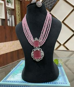 Luxe CZ Zircone Diamant Long Mala Collier Avec Boucles D'oreilles Diamant Look Ensemble de Bijoux pour Cadeau De Mariage Fête Élégante - Product Image 2