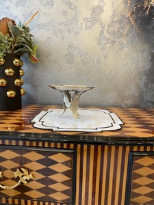 ถาดวางขนมหวานดีไซน์รูปใบไม้สีเงินหรูหราอเนกประสงค์สำหรับเค้กขนมอบปาร์ตี้ผลไม้และของตกแต่งโต๊ะวางกลาง - Product Image 3