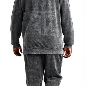 Ensemble de pantalons de survêtement à capuche pour hommes de style streetwear délavé à l'acide de taille adulte personnalisé de grande taille motif uni d'hiver 100% coton respirant - Product Image 4