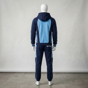 Conjunto Deportivo para Hombre, Sudadera con Capucha Azul Marino, Pantalones Deportivos con Bloques de Color, Sudadera con Cierre, Ropa Deportiva para Entrenamiento, Running, Gimnasio, Fitness - Product Image 4