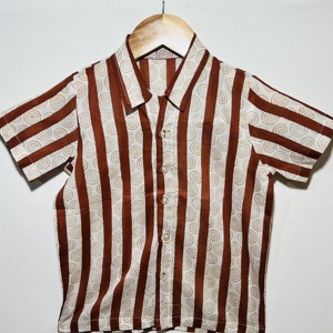 Camisa Casual Clásica para Niños, de Algodón, con Estampado de Rayas y Cuello |   Camisa de Verano de Manga Corta con Botones - Product Image 3