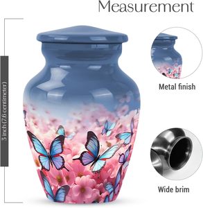 โกศโลหะลายดอกไม้สำหรับขี้เถ้าขี้เถ้าของผู้หญิงโกศขนาดเล็กสำหรับผู้ใหญ่เพศชายขนาดเล็กสำหรับมนุษย์ขี้เถ้า - Product Image 2