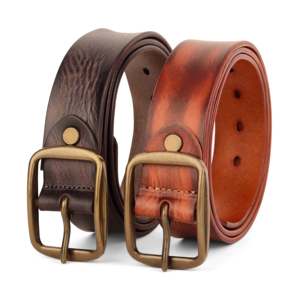 Cinturón de Cuero Occidental de Alta Calidad para Hombre, Hebilla de Aleación Sólida Marrón y Negra, Casual, Transpirable y Duradero - Product Image 1