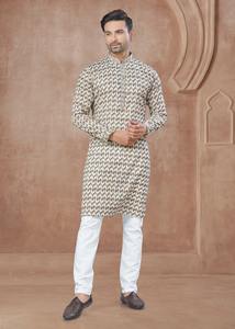 Traditional Breathable Cotton <b>Men's</b> Long Flowy <b>Kurta</b> for Special Occasions Low MOQ Pieces at Price - Product Image 2