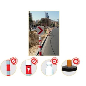 Poste Delimitador Flotante de 110 x 1200 mm para Carreteras y Seguridad Vial, Cinta Reflectante Blanca Hecha de PE, PVC, Goma, Plástico y PU - Product Image 2