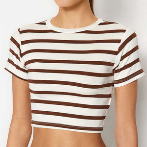 Camisetas cortas básicas para mujer al por mayor, camisetas cortas transpirables con servicio de logotipo personalizado, camisetas cortas para mujer - Product Image 6