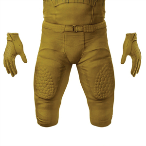 Uniforme de football américain pour hommes sublimé en polyester personnalisé 100% respirant noir vieil or matériel d'équipe en sergé court devant - Product Image 5