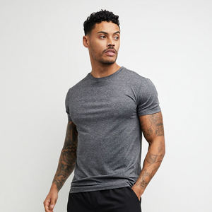 Ropa de gimnasio para hombre, camiseta de fitness de manga corta con patrón sólido transpirable, camiseta de respiración ajustada para correr - Product Image 3