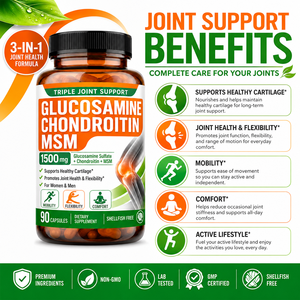 <span class=keywords><strong>Glucosamine</strong></span> Chondroïtine MSM Triple Soutien Articulaire 1500mg Sans Produits d'Origine Marine Mobilité Flexibilité et Confort - Product Image 2