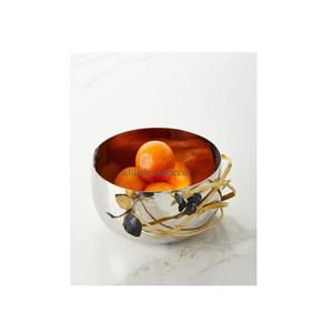 Cuenco de metal para decoración del hogar que sirve aperitivos de frutas o ensaladas, centro de mesa decorativo en mesas o encimeras. - Product Image 2