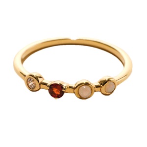 S925 Sterling <b>Silver</b> 14K Gold Plated Garnet Moonstone Australian <b>Opal</b> CZ <b>Ring</b> Minimalist Adjustable Custom Jewelry OEM ODM - Product Image 1