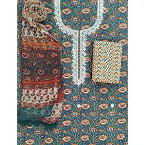 Salwar Kameez de Algodón Estampado Sin Coser, Estilo Pakistaní, Vestido Indio para Fiestas, Opción de Saree con Cuello Cosido Disponible - Product Image 1