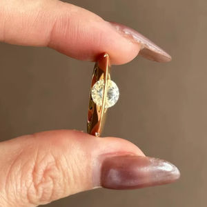 Anillo Giratorio con Diseño de Planeta Estelar, Diamante Redondo Cultivado en Laboratorio de 1.21 Quilates, Anillo de Órbita de OVNI Giratorio, Oro Amarillo Sólido de 14K, Anillo de Aniversario - Product Image 1