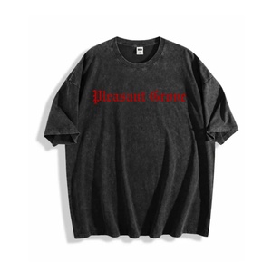 T-shirts personnalisés en coton 100% avec impression de lettres sur le devant, graphisme vintage, épaules tombantes, effet délavé, t-shirt oversize pour hommes - Product Image 2