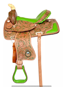 Silla de Montar Western Premium de Cuero Genuino DD, Ligera y Cómoda, para Carreras de Barriles, Rodeo, Equipo de Alto Rendimiento, Equitación - Product Image 2