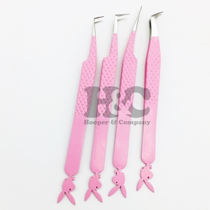 Pince à épiler haut de gamme Style pince à cils rose durable Logo 90 degrés pince à épiler extension de faux cils Style inférieur emballage vison - Product Image 4