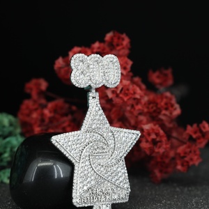 Pendentif personnalisé de luxe en argent sterling 925 avec diamant moissanite rond brillant, bijoux hip-hop glacés, collier personnalisé - Product Image 5