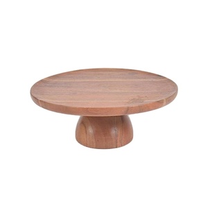 Présentoir à gâteaux en bois d'acacia avec couvercle en acrylique pour mariages Présentoir à gâteaux rond en bois pour produits de mariage Plateau de présentation pour cupcakes - Product Image 1