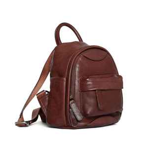 Mochila de Cuero Genuino para Mujer, Ligera, de Lujo, Estilo Vintage, Color Marrón, para Viajes, con Funda para Tablet, Bolso de Hombro Informal - Product Image 1