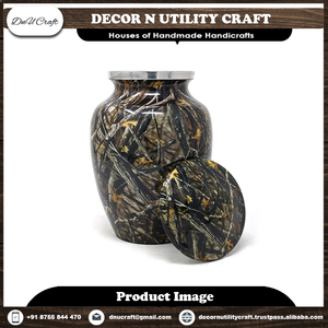 Urne funéraire avec motif camouflage, métal brun, taille adulte, design personnalisable - Product Image 2