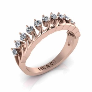 Nouvelle arrivée bague de mariage en argent sterling 925 avec diamant rond plaqué or rose et couronne pour femme au meilleur prix - Product Image 2