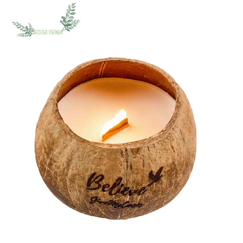Top 1 Großhandel nachhaltige natürliche handgemachte Dekoration Kokosnuss Kerzen schale von Eco2go Vietnam