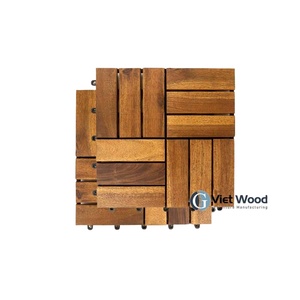 Dalles de terrasse en bois dur d'acacia du Vietnam Viet Wood - Antidérapantes, à emboîtement, surface huilée imperméable, design contemporain pour usage extérieur - Product Image 1
