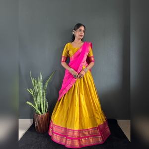 Lehenga Choli de Diseño para Fiestas, Tejido de Algodón con Borde Grande, para Bodas Indias, al por Mayor y Económico, OEM ODM - Product Image 1