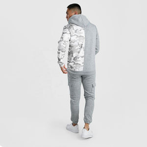 ชุดวอร์มผ้าปะสีทึบสำหรับบุรุษกางเกงคาร์โก้มีฮู้ดชุดสองชิ้นชุดกีฬาแบบลำลองแฟชั่นเสื้อผ้า100% ผ้าฝ้าย - Product Image 2