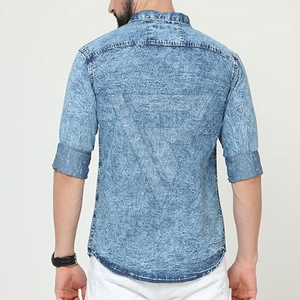 เสื้อเชิ้ตยีนส์ผู้ชายขายดีประจำปี 2025 ผ้าฝ้าย 100% แห้งเร็ว ทรงโอเวอร์ไซส์ ปกพับได้ สกรีนโลโก้ได้ สไตล์แฟชั่นฤดูร้อน - Product Image 6