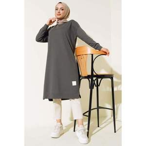 Tunique Basique Longue Brodée Fumée - Product Image 1