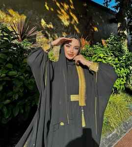 Abayas de gasa bordadas para ocasiones especiales Mariposa Estilo Abaya de Dubái con diseño de encaje bordado Colección Eid - Product Image 1