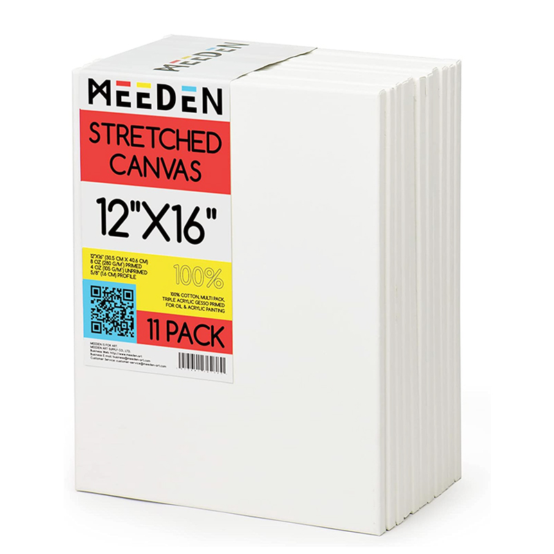 MEEDEN 11-חבילה 12x16 אינץ 8oz גבס-דרוך 100% כותנה בדים ריקים אמן אספקת אמנות עבור מתוח בד