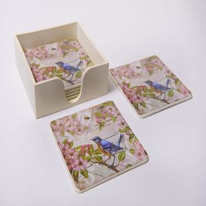 Classic Wooden Meena <b>Coasters</b> Delicate Hand-Painted Designs <b>Heat</b> Resistant Durable Eco-Friendly Customized Color Custom Size - Product Image 4