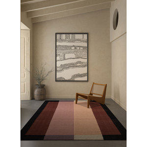 Tapis en laine classique rayé 9x12 grande surface, motif damier rouge-orange, tissage plat pour entrée de maison - ADWL-13059 - Cadeau élégant pour la maison - Product Image 5