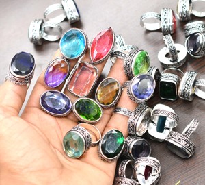 Venta al por mayor a granel alemán plateado anillos de cuarzo hecho a mano Vintage joyería fina mezcla lote venta al por menor y al por mayor - Product Image 3