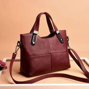 New Elegant <b>Women's</b> Genuine Leather <b>Satchel</b> <b>Bag</b> Classy Handbags with Button Decoration Zipper Closure Available at Low Prices - Product Image 5