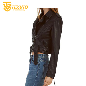 Chaqueta de cuero genuino informal para mujer, chaqueta de cuero genuino personalizada con capucha, aspecto de metal, chaquetas elegantes para mujer - Product Image 2