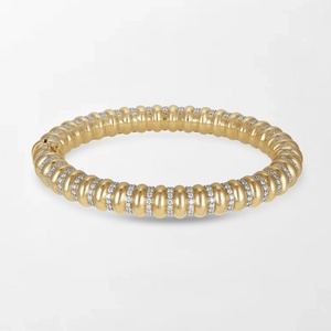 Streamlined Slim Orb Bracelet With 352 Round Lab Grown Diamonds 2.67 Carat GH-VS In 14K Yellow <b>Gold</b> High Demand Jewellery - Product Image 1