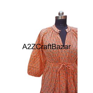 Elegante Vestido Midi Himanshi de Algodón Hecho a Mano en India, Cómodo para el Verano, Informal, para Fiestas, Uso Diario para Mujer - Product Image 4