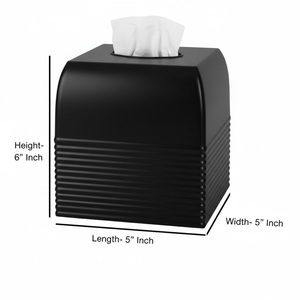 Top Quality Grey Color Metal Rectangular Tissue Box Cover With Natural Bamboo Lid Stylish <b>Napkin</b> <b>Dispenser</b> Holder For Home Use - Product Image 2