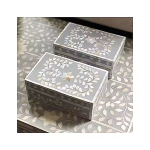 กล่องใส่เครื่องประดับทำจากไม้ขัดทำจากเขาสีดำทรงสี่เหลี่ยมสี่เหลี่ยมสำหรับผู้หญิงเด็กผู้หญิง - Product Image 3