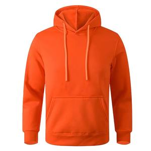 Sweat à capuche pour homme à manches longues de couleur orange haute qualité broderie logo imprimé conception pas cher polaire cordon pull homme sweats à capuche - Product Image 1