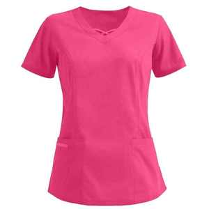 Médico Scrub Spandex Stretch Hospital Camisa Uniformes Elegante Médico Scrubs Cintura Tie Scrub Sets para Mujeres - Product Image 1
