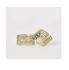 Anneaux de serviette en aluminium doré écologiques de luxe pour les décorations de table de fête de Noël - Product Image 1