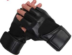 Gants de musculation professionnels en cuir de haute qualité, demi-doigts, antidérapants, avec logo personnalisé - Product Image 3