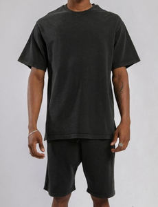 Ensembles de shorts baggy surdimensionnés pour hommes 100% coton deux pièces hauts à manches courtes t-shirt de jogging lavé respirant hauts pour garçons - Product Image 6