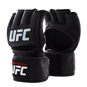 Gants de boxe MMA POWER FIST en cuir PU demi-doigts pour fermeture antidérapante, évacuation de l'humidité, sangle de poignet réglable - Product Image 1