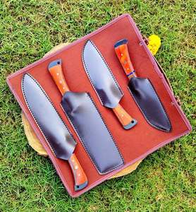 ชุดมีดเชฟเหล็กดามัสกัสคุณภาพสูง 4 ชิ้น ทำมือ ด้ามไม้ขนาด 8 นิ้ว ขายดี ใช้ในครัว โรงงานผลิตโดยตรง - Product Image 1