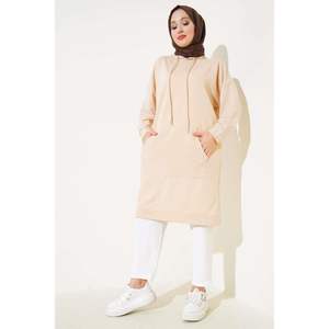 Tunique à Poches Kangourou Beige - Product Image 4